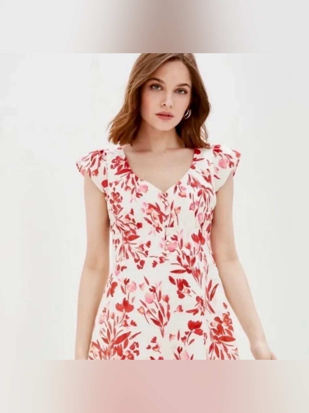 Banana Republic Linen Blend Floral Spring Pink Coral Dress Size 8 - Picture 6 of 17